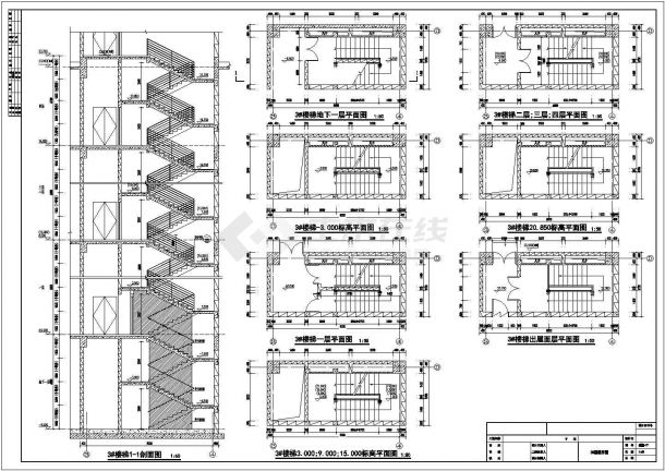 某长116.4米 宽55.2米 4+1地下层16572.81平博物馆建筑施工图卫生间详图 1#-8#楼梯详图 台阶详图 1#-3#电梯详图 自动扶梯CAD详图-图二