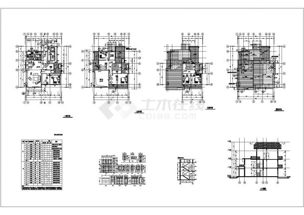 某三层别墅建筑结构全套CAD构造完整节点图-图二