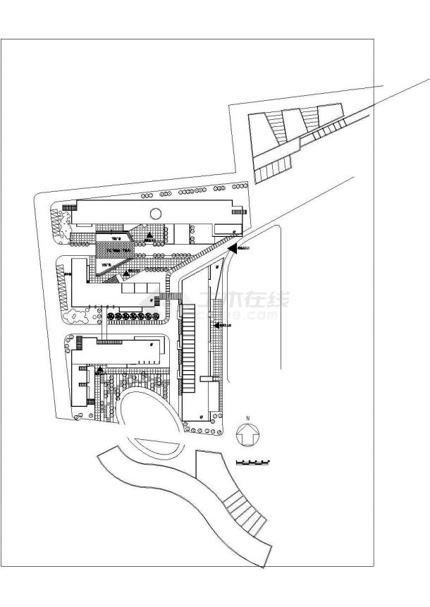 某校园规划与建筑单体CAD大样详细完整设计-图一