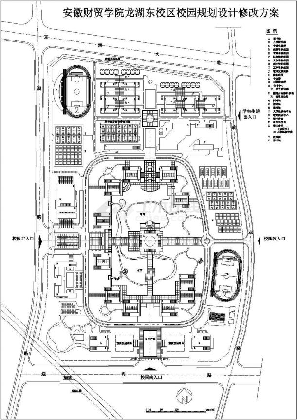 某校区校园总体规划设计CAD剖面全套图-图二