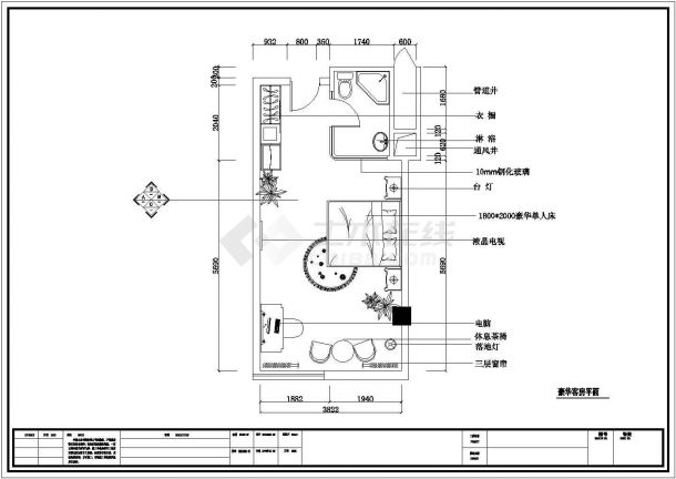 某大厦茶园宾馆设计CAD节点室内构造装修图-图一