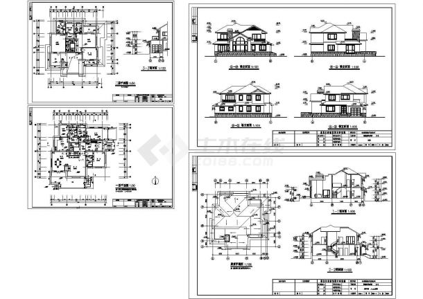 某地上2层框架结构现代风格新农村住宅小别墅设计cad全套建施图纸（含效果图）-图一