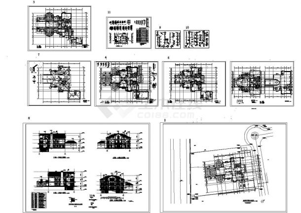 某地区意大利式独立别墅建筑设计CAD全套图纸-图一