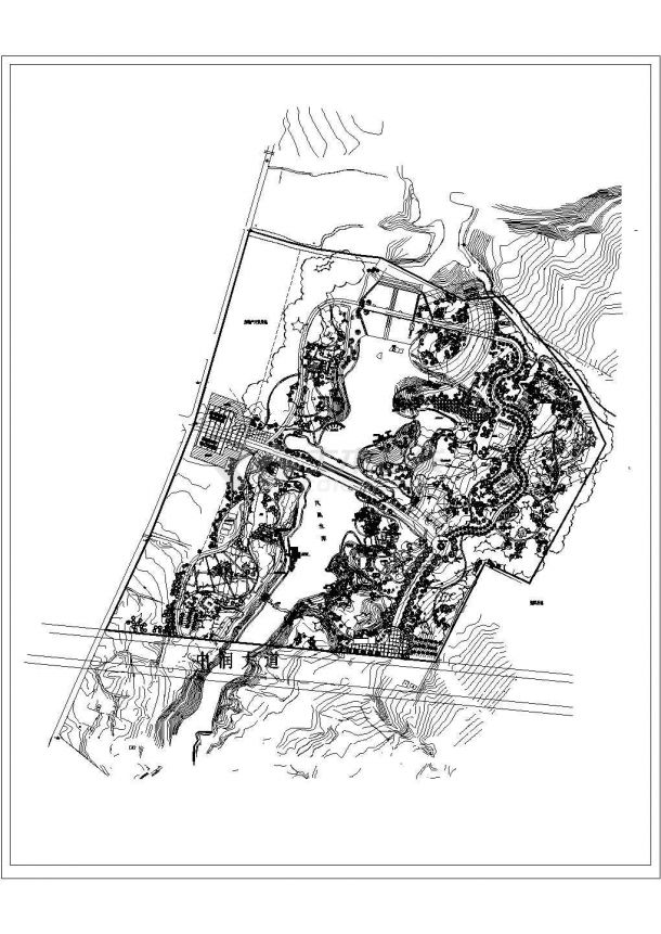 某大型公园景观规划设计cad总平面布置图（标注详细）-图一