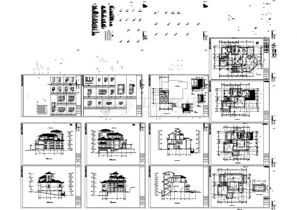 某三层带天台框架结构海景别墅设计cad全套建筑施工图纸（含设计说明）-图一