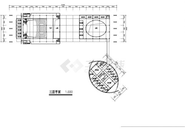 某大学中心校区规划方案行政楼CAD节点剖面图-图二