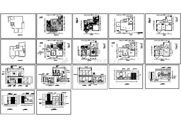 小型花园别墅装修设计CAD图（共22张）-图一