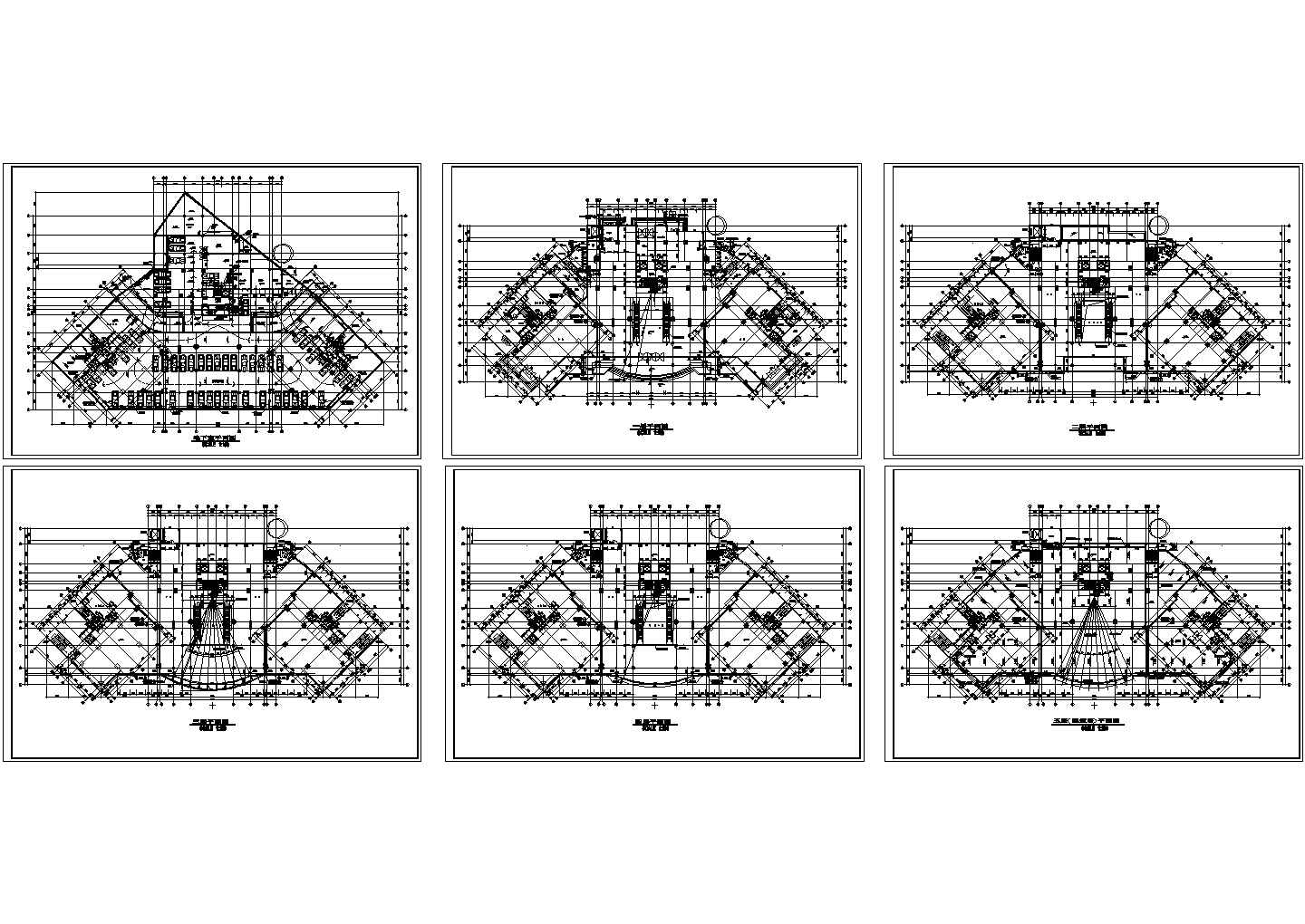 某城市内海丰广场建筑平面设计施工完整CAD图