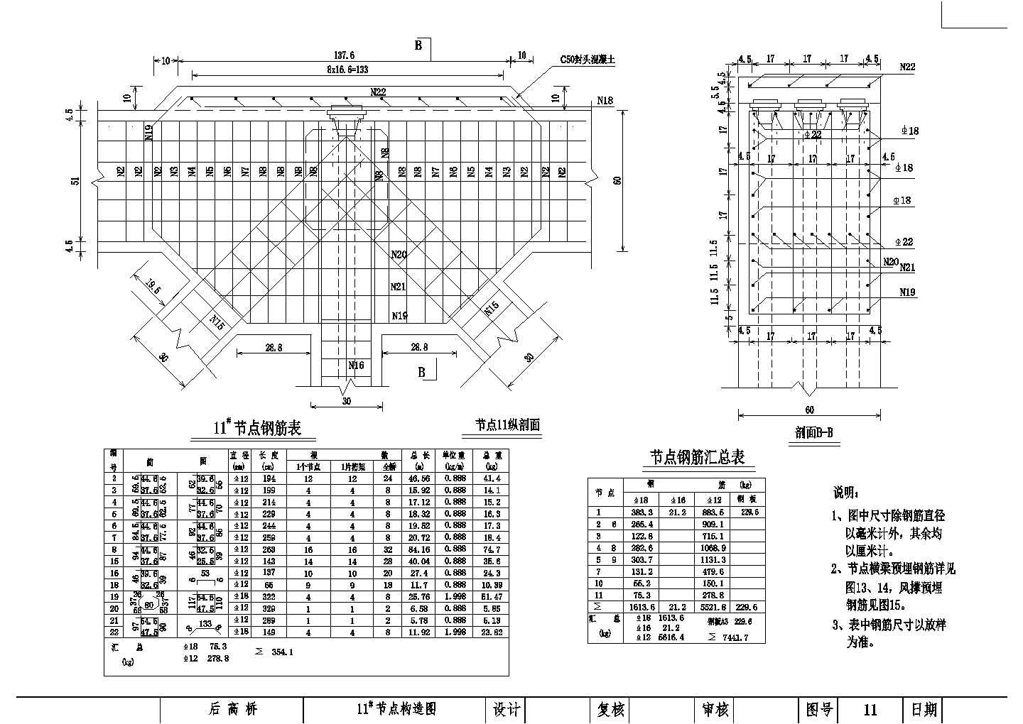 某跨径62m预应力混凝土简支桁架人行桥节点CAD构造图