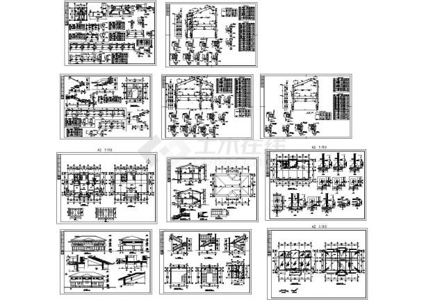 办公楼设计_二层砖混办公楼结构施工图，11张图纸。-图一