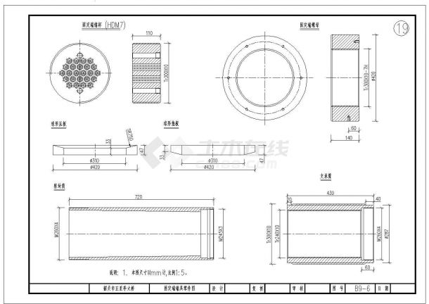 某35＋120＋35＝190m三跨钢管系杆拱桥锚具图CAD节点图纸-图一