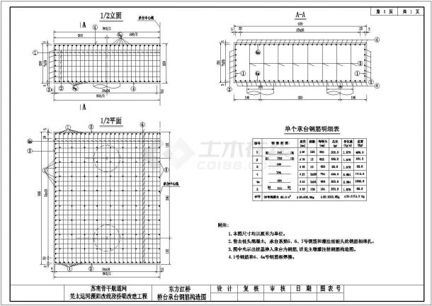 某桥60m下承式钢管砼系杆拱桥桥台承台CAD大样图-图一