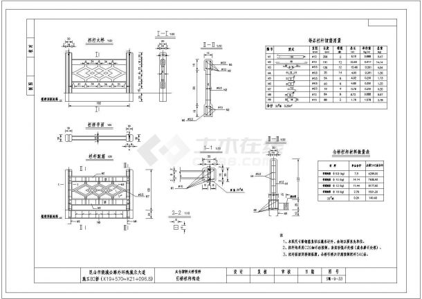 某特大桥30+110+30m钢管混凝土中承式提篮拱栏杆CAD完整构造-图一