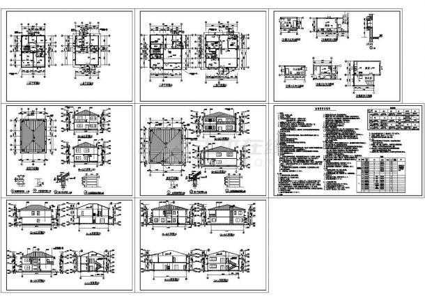 扬州市某小区420平米2层高档别墅建筑设计CAD施工图-图一