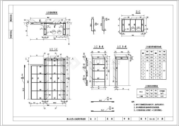 某矮山大桥1-55m悬链线空腹钢筋混凝土拱桥人行道块件CAD平立剖构造图-图一