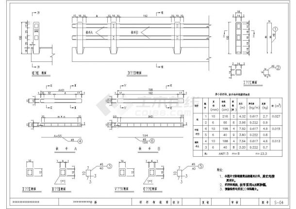 某石拱桥全套CAD节点设计构造施工图纸栏杆-图一