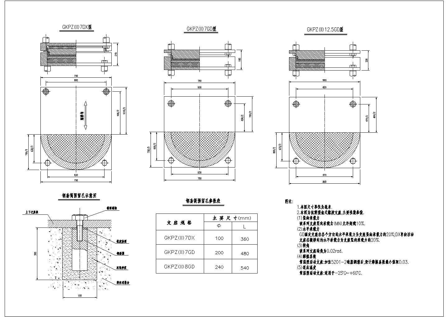 某长江路大桥施工图全套桁架拱桥引桥支座CAD构造图