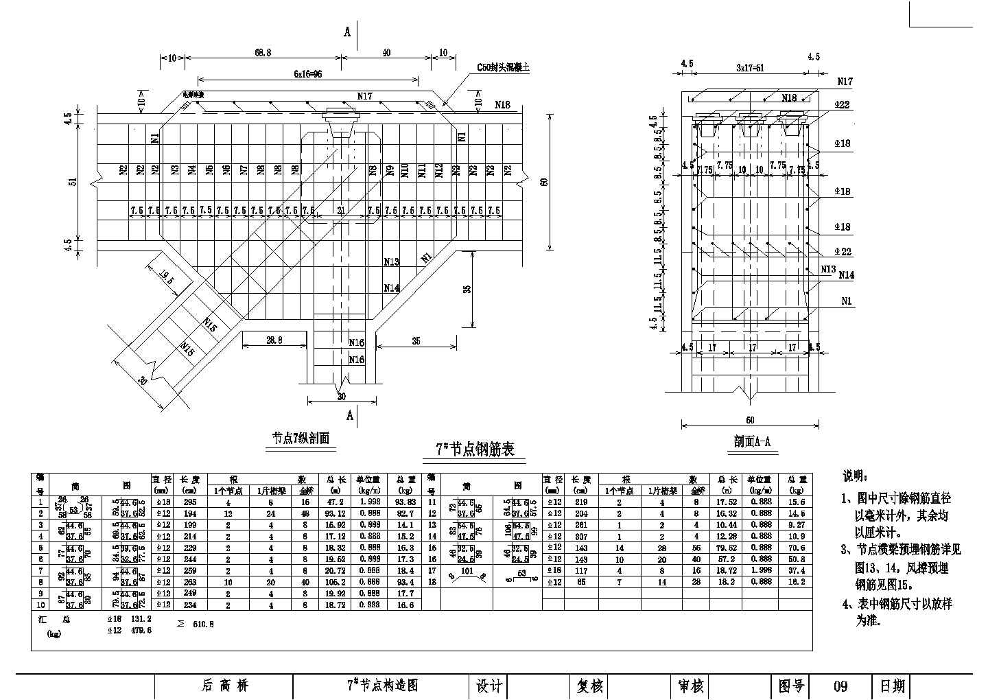 某跨径62m预应力混凝土简支桁架人行桥节点CAD设计完整构造图