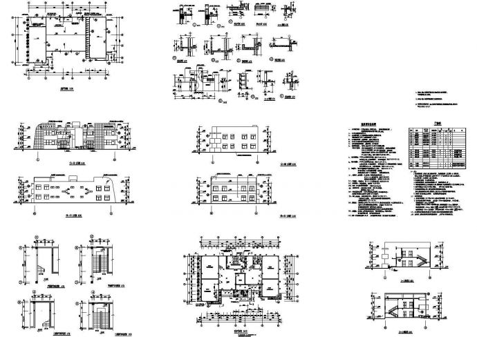 二层钢筋混凝土框架结构教学楼建筑设计施工cad图，共八张_图1