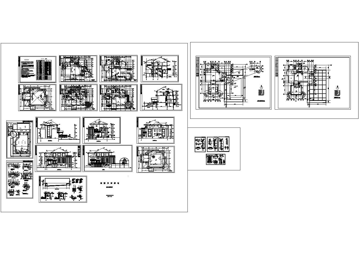 【10套】欧式风格别墅建筑施工cad图（含设计说明）