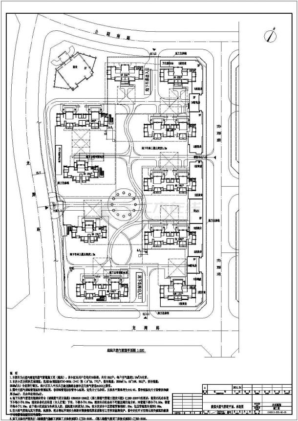 安徽庭院天然气管道系统CAD设计施工图-图一