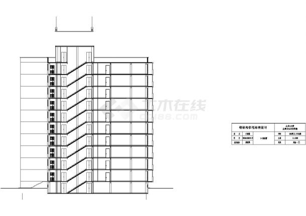 1万平米10层钢框结构架住宅施工cad图(含计算书，毕业设计)-图二