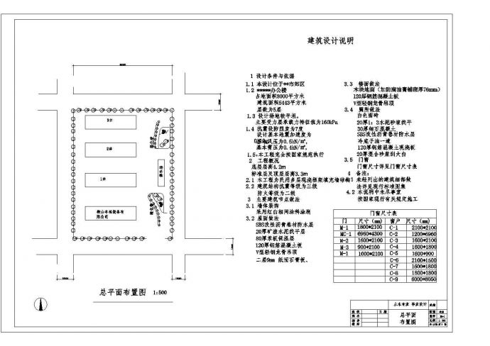 五层框架办公楼毕业设计（计算书、建筑、结构图纸）_图1