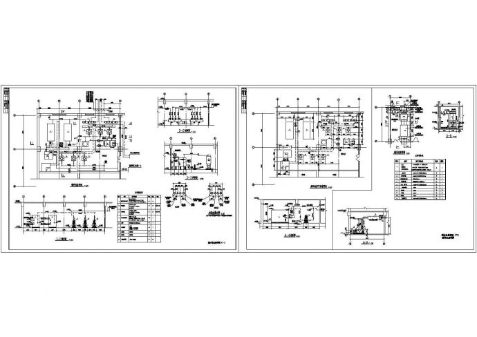 制冷机房新风机房大样设计cad详图，共两张_图1