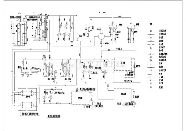 锅炉房系统原理设计cad图，共一张-图一