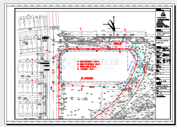 某广场二期某地块基坑支护工程设计cad施工图（含设计说明）-图一