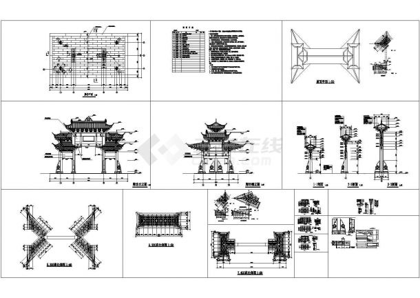 某带有明间平身科大样的古建牌坊施工图-图一