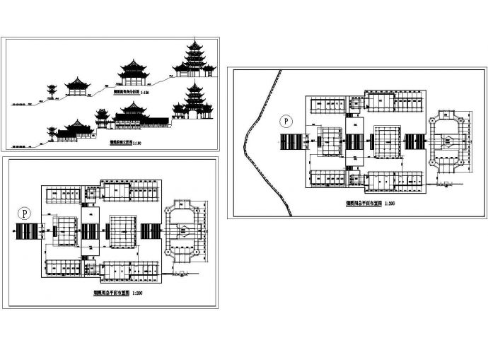 某带有祖师殿的大型寺烟霞阁建筑方案设计图_图1