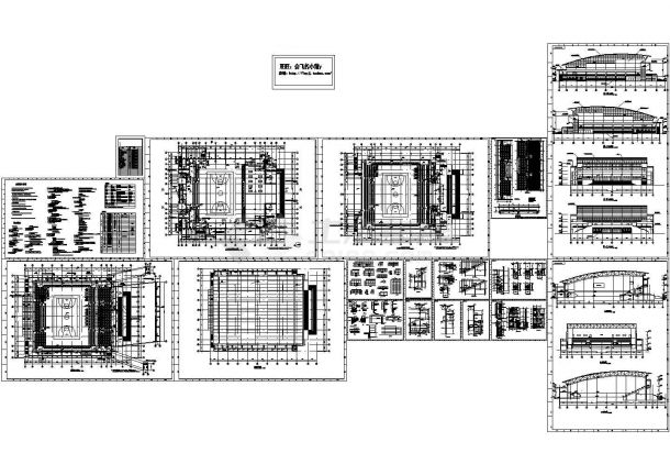 5780平米二层体育建筑施工设计cad图纸(长77.6米宽60.4米)-图一