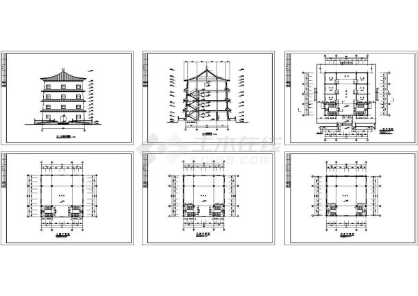 某带有祭拜厅的古建筑佛塔施工图-图一