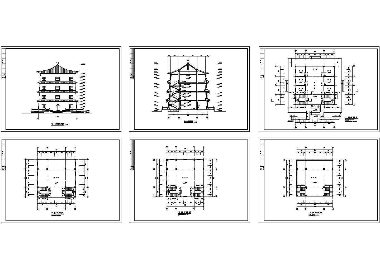 某带有祭拜厅的古建筑佛塔施工图