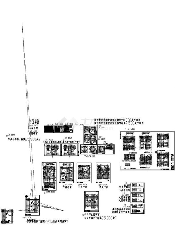 [吉安市]某九层科技馆与青少年中心建筑施工cad图，共二十张-图二