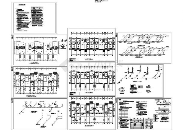 地下1地上2层东北区7户联排别墅水暖设计cad图纸-图一
