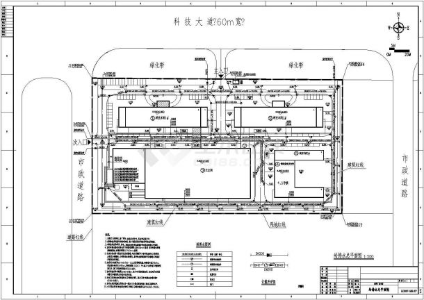 广州市某四层电子工业企业工厂给排水施工cad图纸-图二