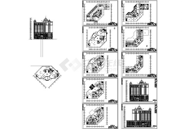 某地区大酒店建筑设计方案CAD图-图一