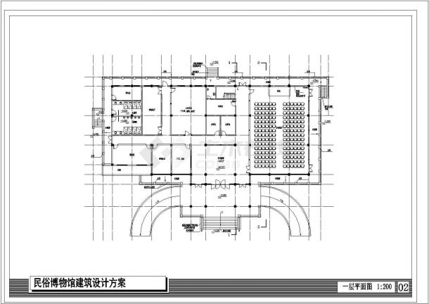 某1824.8平米三层民俗博物馆建筑CAD完整全套设计方案-图二