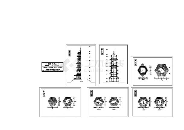 砖混结构古塔结构设计cad图纸（含结构施工说明）-图二