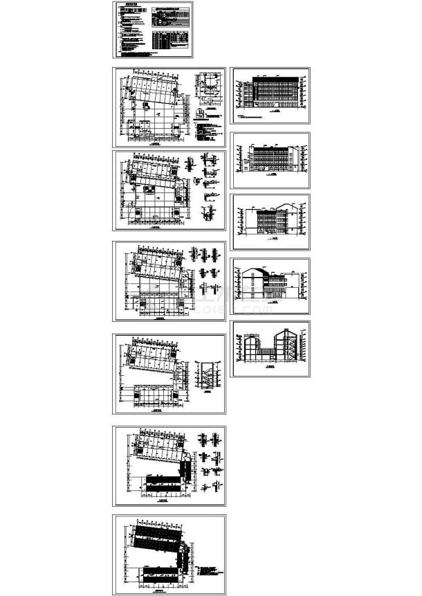 某五层现代化市场综合楼建筑结构施工cad图纸-图二
