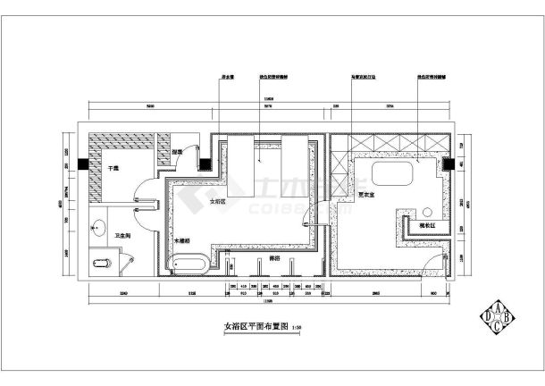 某大型酒店改造装修CAD室内详细完整浴区施工图-图一