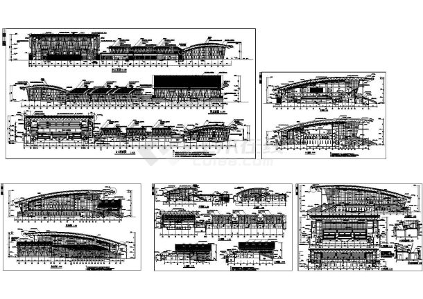 体育活动中心CAD建筑施工立面设计图-图一