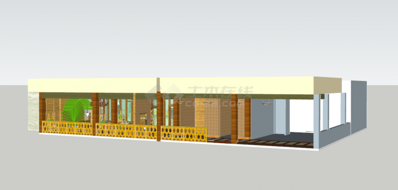现代咖啡屋和花园3Usu模型设计-图二