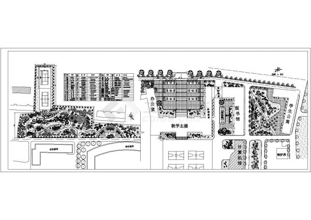 校园广场绿化平面设计cad图，含设计说明-图一
