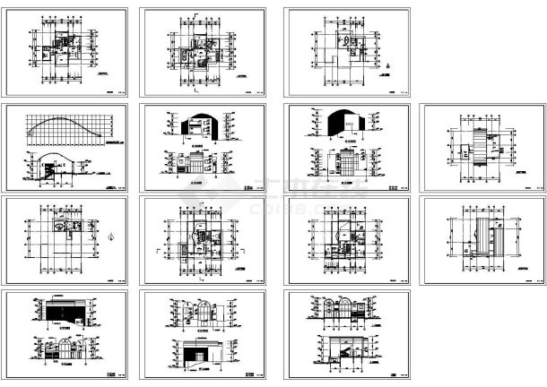 两个别墅初步设计图纸(CAD，14张图）-图一