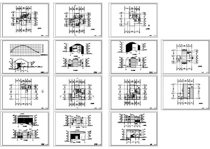 两个别墅初步设计图纸(CAD，14张图）_图1