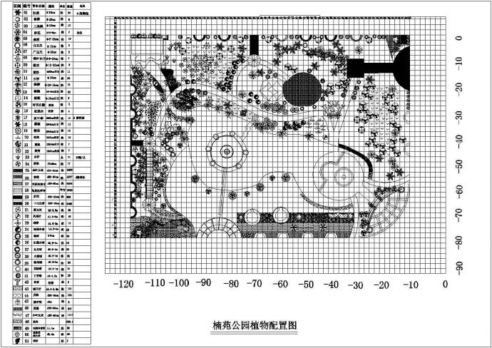 楠苑公园植物配置设计cad图，共一张_图1
