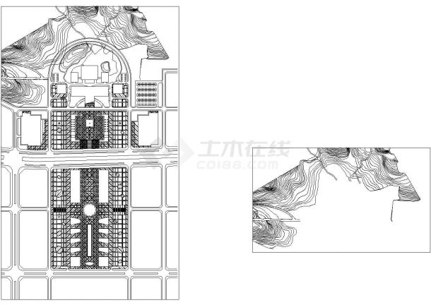 某市政中心小高层砖混结构办公大楼设计cad全套建筑施工图纸（标注详细）-图一
